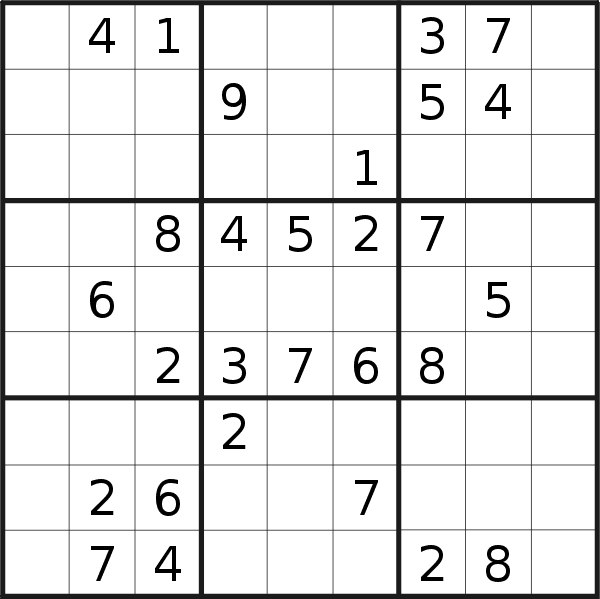 Sudoku puzzle for <br />Wednesday, 21st of January 2015