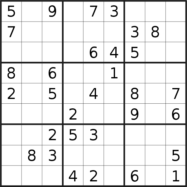 Sudoku puzzle for <br />Thursday, 22nd of January 2015