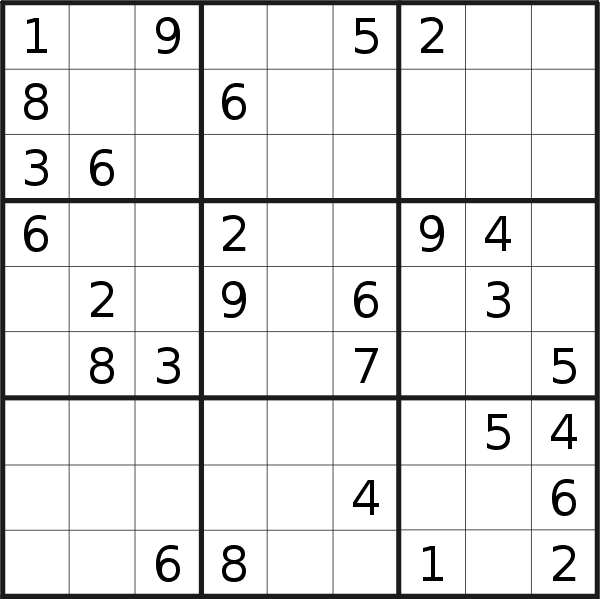Sudoku puzzle for <br />Monday, 9th of February 2015