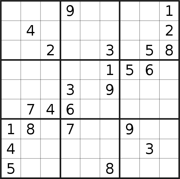 Sudoku puzzle for <br />Sunday, 10th of April 2016