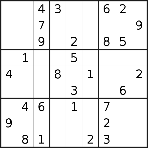 Sudoku puzzle for <br />Sunday, 8th of January 2017
