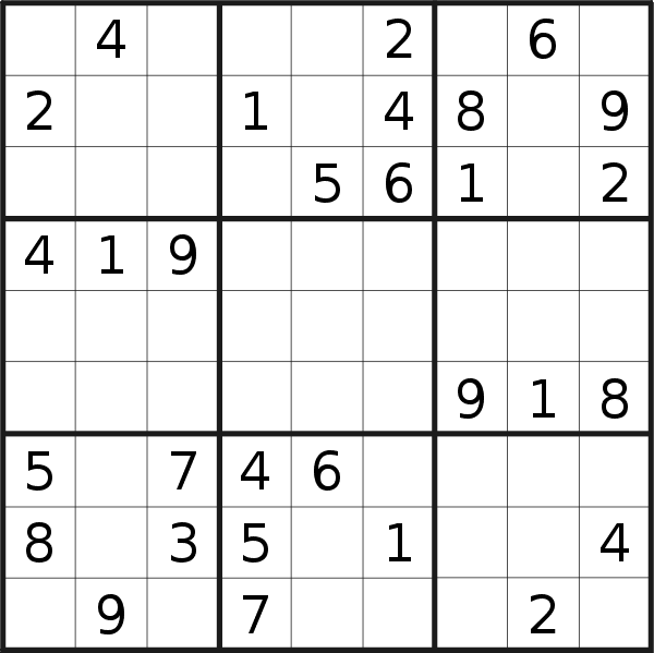 Sudoku puzzle for <br />Thursday, 12th of January 2017