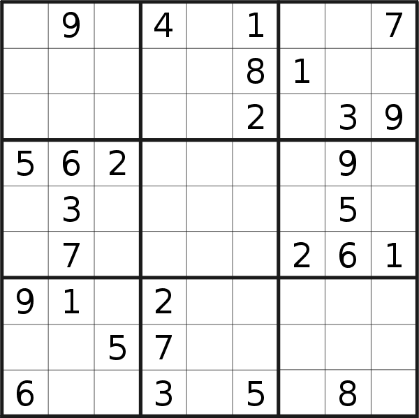 Sudoku puzzle for <br />Monday, 20th of February 2017
