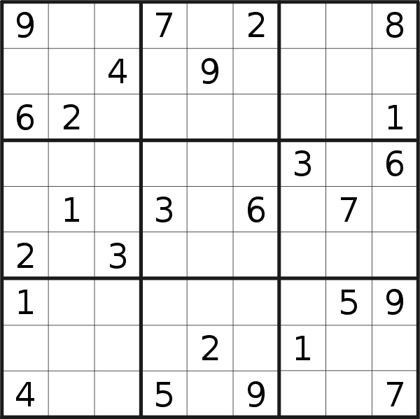 Sudoku puzzle for <br />Thursday, 9th of March 2017