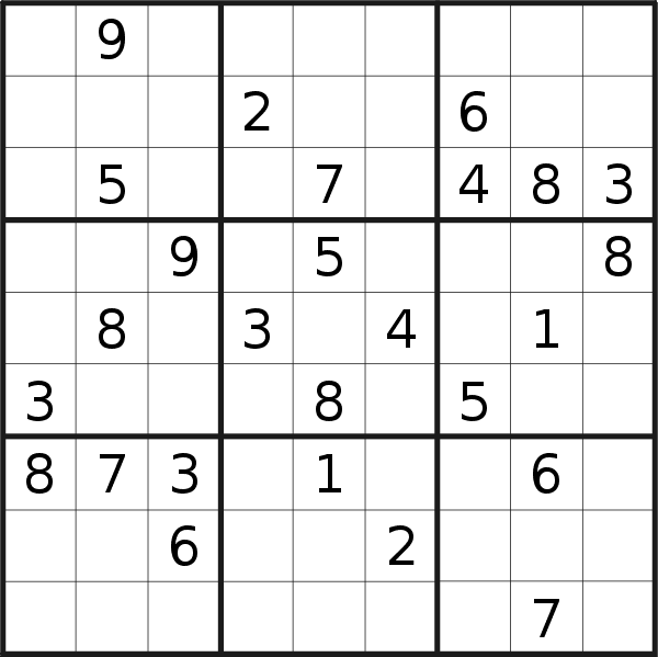 Sudoku puzzle for <br />Tuesday, 14th of March 2017