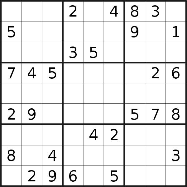 Sudoku puzzle for <br />Wednesday, 29th of March 2017