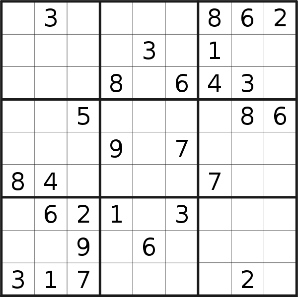 Sudoku puzzle for <br />Wednesday, 10th of January 2018