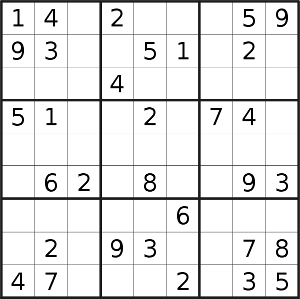 Sudoku puzzle for <br />Sunday, 14th of January 2018