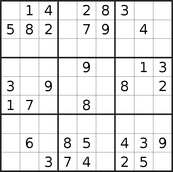 Sudoku puzzle for <br />Monday, 15th of January 2018