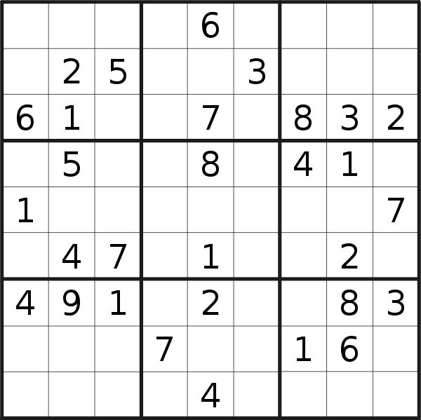 Sudoku puzzle for <br />Tuesday, 23rd of January 2018