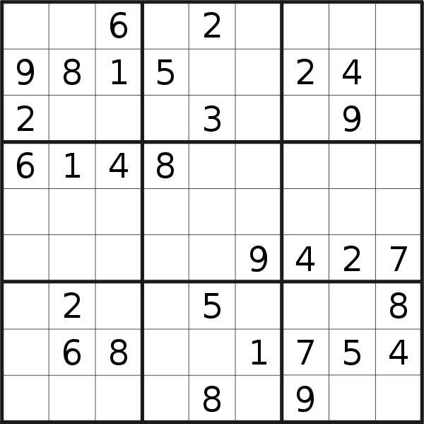 Sudoku puzzle for <br />Friday, 26th of January 2018