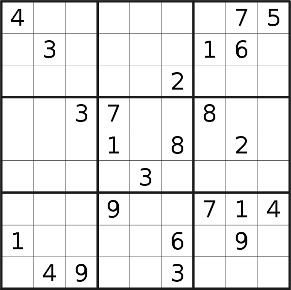 Sudoku puzzle for <br />Tuesday, 30th of January 2018