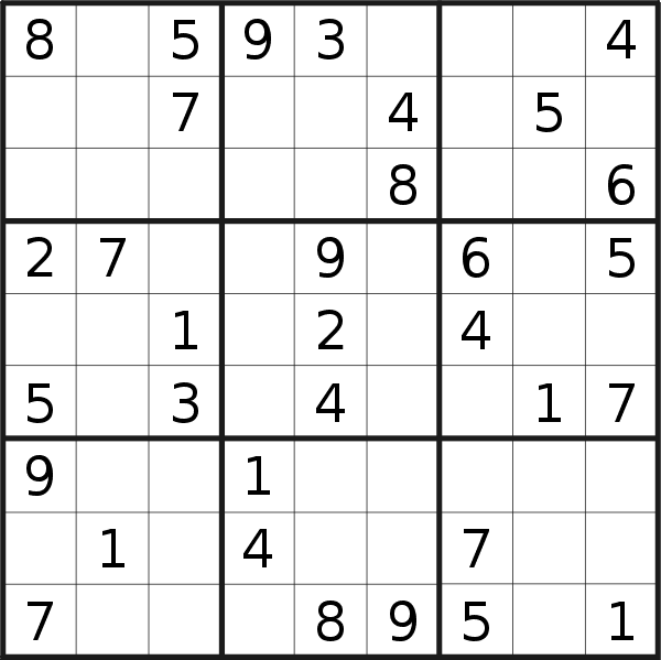 Sudoku puzzle for <br />Wednesday, 7th of February 2018