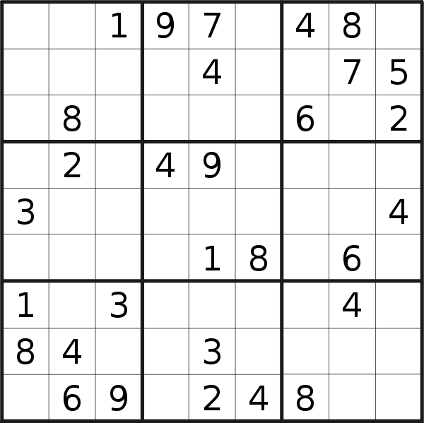 Sudoku puzzle for <br />Saturday, 10th of February 2018