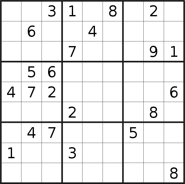Sudoku puzzle for <br />Sunday, 11th of February 2018