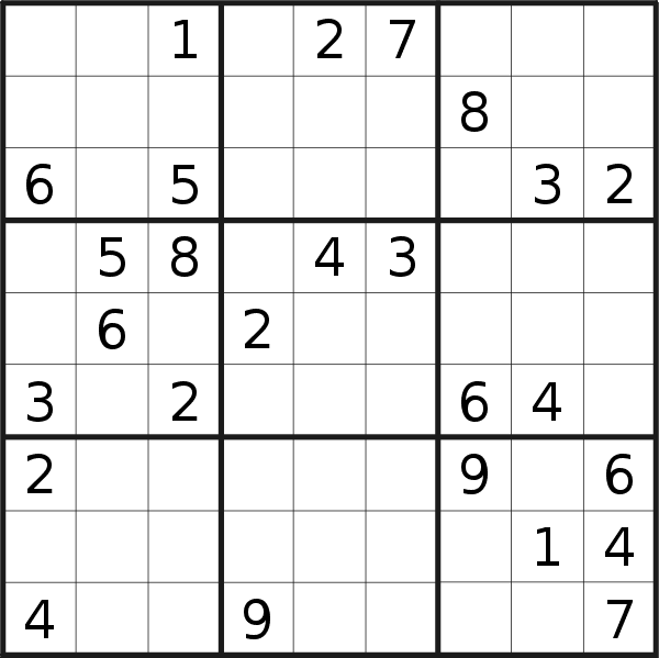 Sudoku puzzle for <br />Wednesday, 21st of February 2018