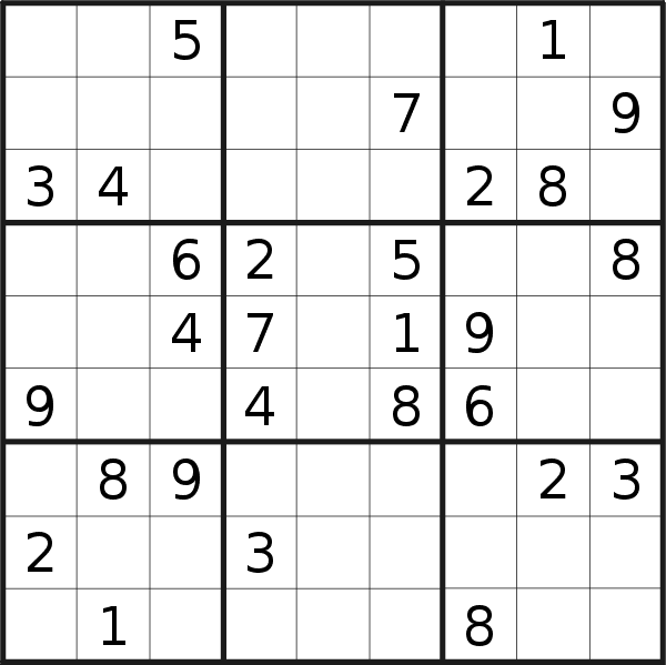 Sudoku puzzle for <br />Monday, 26th of February 2018