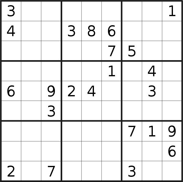 Sudoku puzzle for <br />Tuesday, 27th of February 2018
