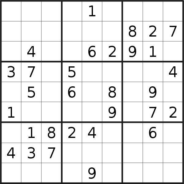 Sudoku puzzle for <br />Saturday, 3rd of March 2018