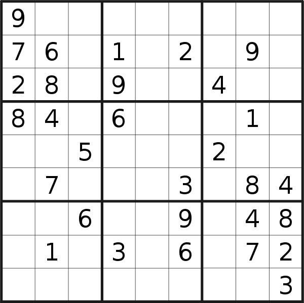 Sudoku puzzle for <br />Saturday, 17th of March 2018