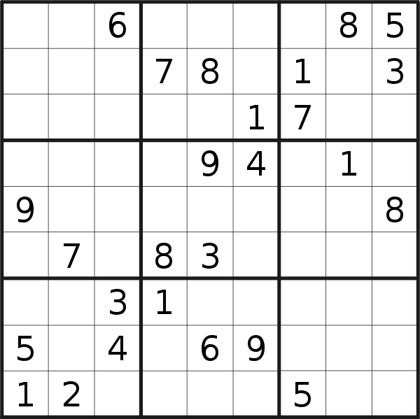Sudoku puzzle for <br />Sunday, 18th of March 2018