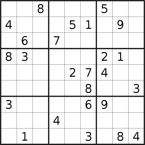 Sudoku puzzle for <br />Monday, 19th of March 2018