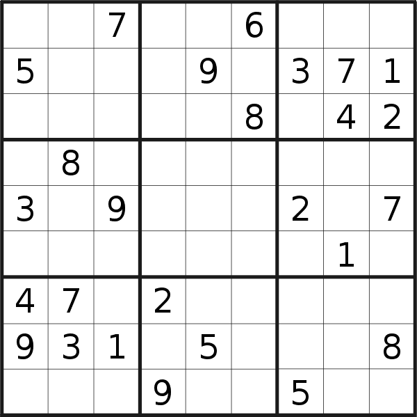 Sudoku puzzle for <br />Wednesday, 21st of March 2018