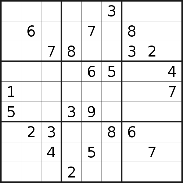 Sudoku puzzle for <br />Thursday, 22nd of March 2018
