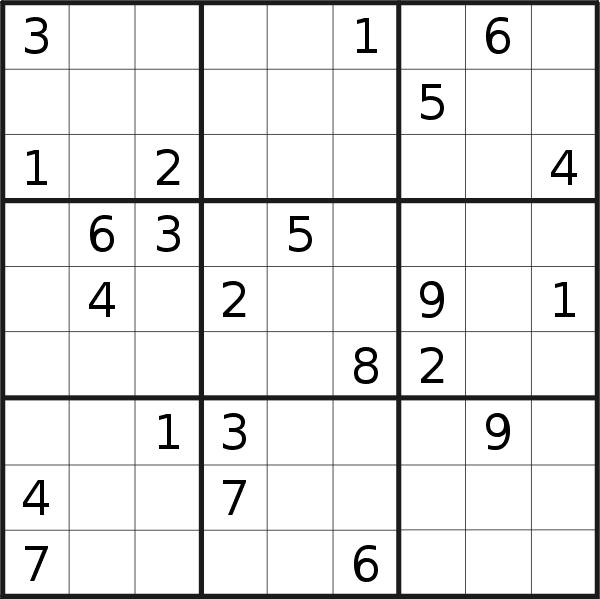 Sudoku puzzle for <br />Saturday, 31st of March 2018