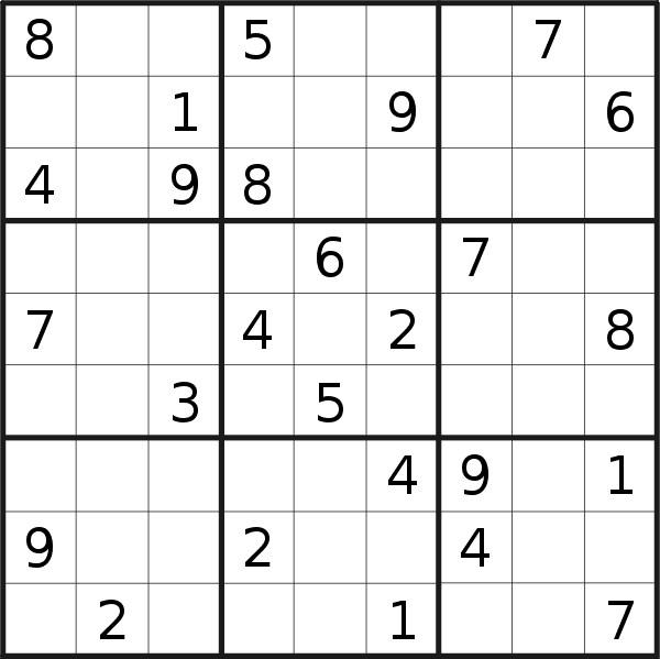 Sudoku puzzle for <br />Thursday, 5th of April 2018