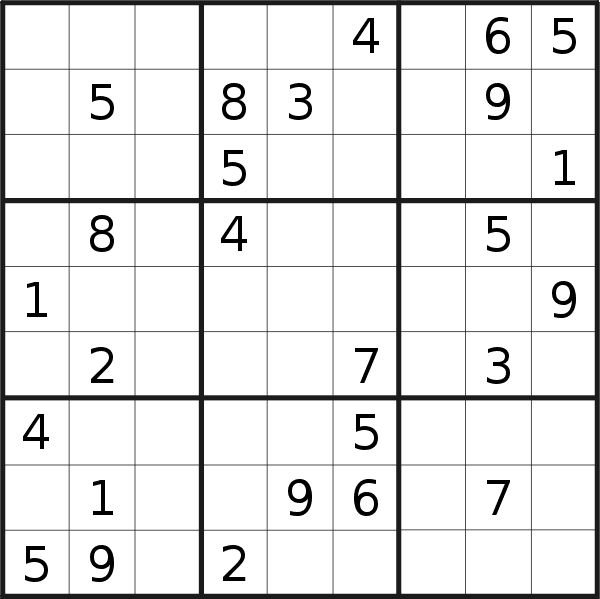 Sudoku puzzle for <br />Monday, 9th of April 2018