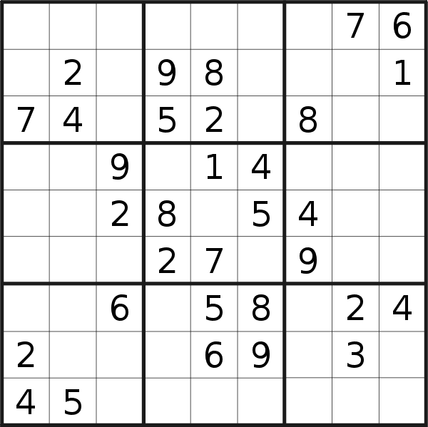 Sudoku puzzle for <br />Wednesday, 11th of April 2018