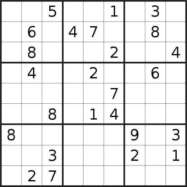 Sudoku puzzle for <br />Tuesday, 17th of April 2018