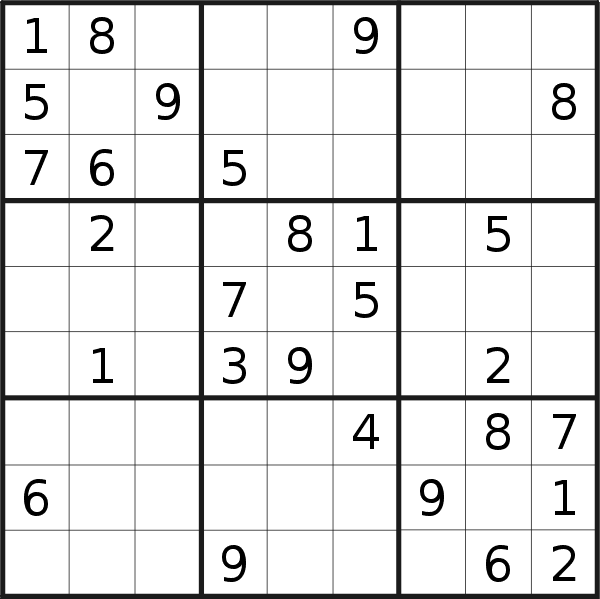 Sudoku puzzle for <br />Wednesday, 18th of April 2018