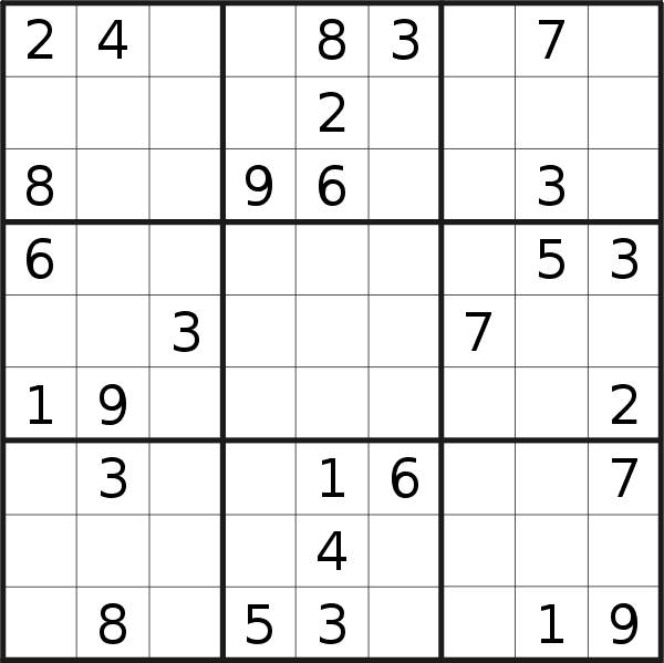 Sudoku puzzle for <br />Wednesday, 9th of January 2019