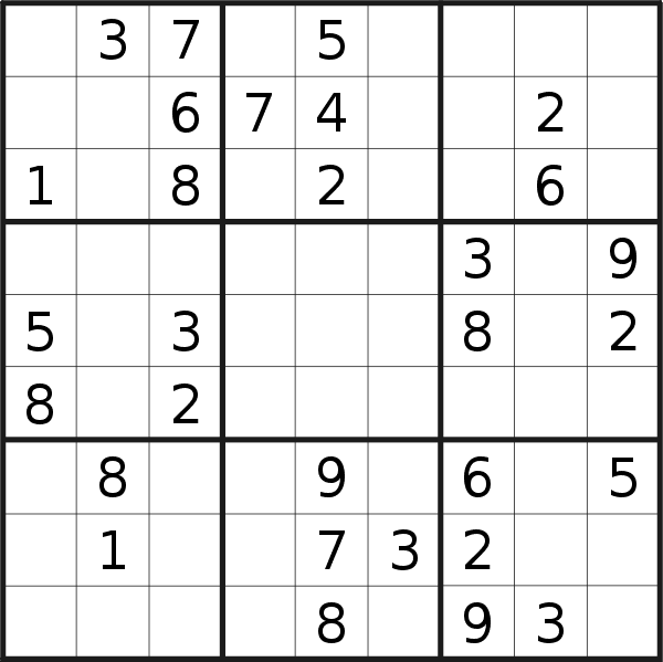 Sudoku puzzle for <br />Wednesday, 16th of January 2019
