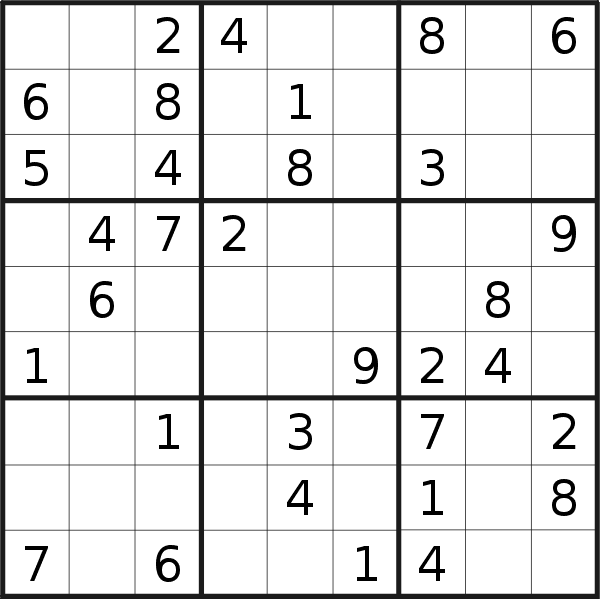 Sudoku puzzle for <br />Friday, 18th of January 2019