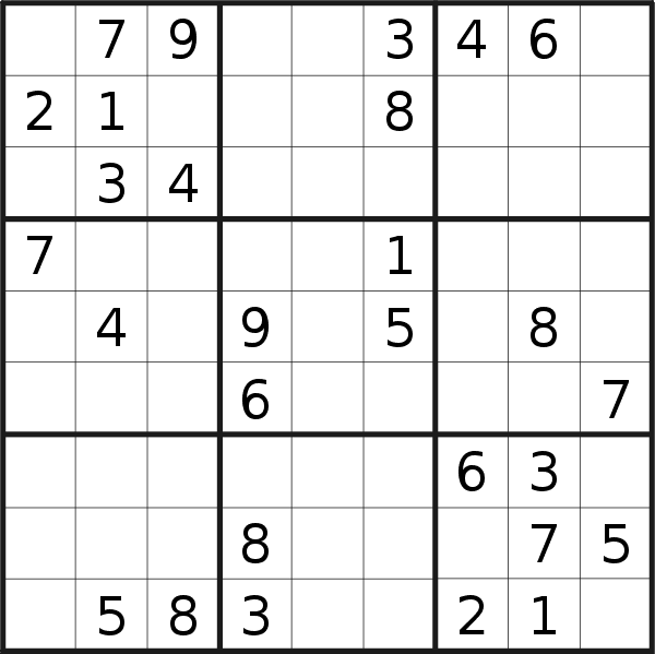 Sudoku puzzle for <br />Sunday, 20th of January 2019