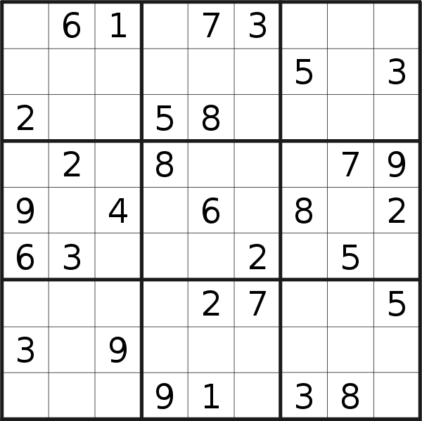 Sudoku puzzle for <br />Wednesday, 23rd of January 2019