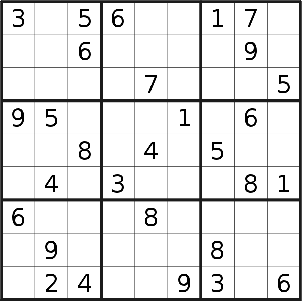 Sudoku puzzle for <br />Thursday, 24th of January 2019