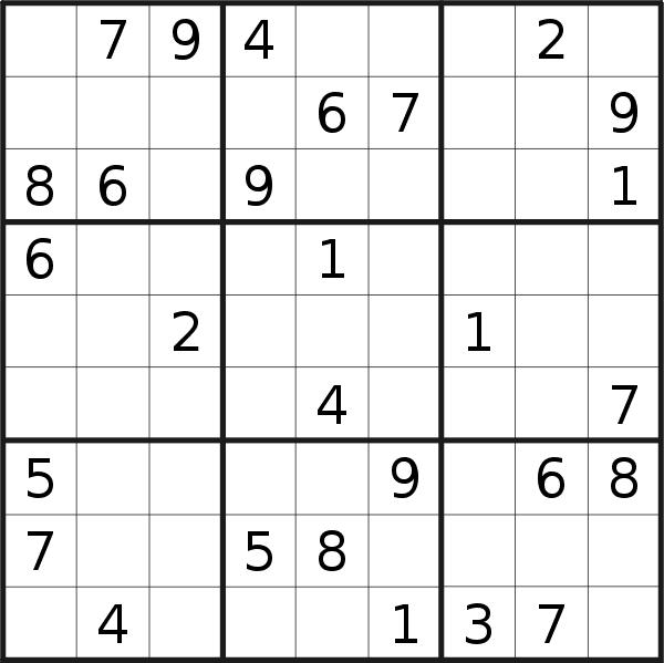 Sudoku puzzle for <br />Friday, 25th of January 2019