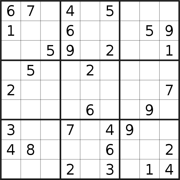 Sudoku puzzle for <br />Monday, 28th of January 2019