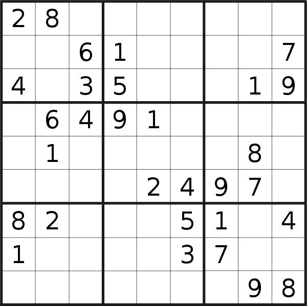 Sudoku puzzle for <br />Sunday, 3rd of February 2019