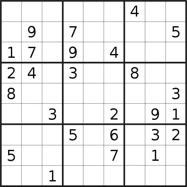 Sudoku puzzle for <br />Sunday, 10th of February 2019
