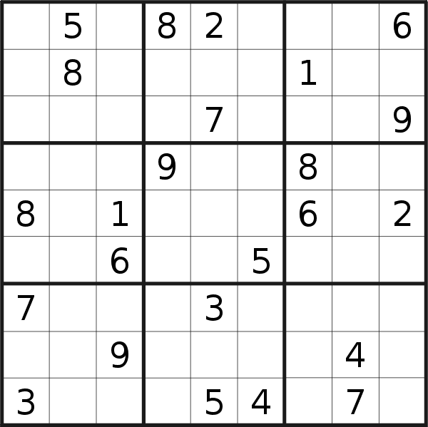 Sudoku puzzle for <br />Saturday, 16th of February 2019