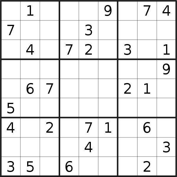 Sudoku puzzle for <br />Monday, 18th of February 2019