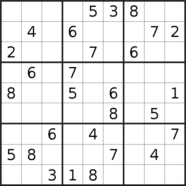 Sudoku puzzle for <br />Wednesday, 20th of February 2019