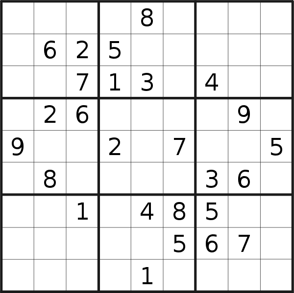 Sudoku puzzle for <br />Thursday, 21st of February 2019