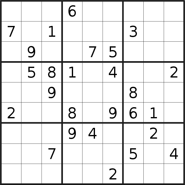Sudoku puzzle for <br />Friday, 1st of March 2019