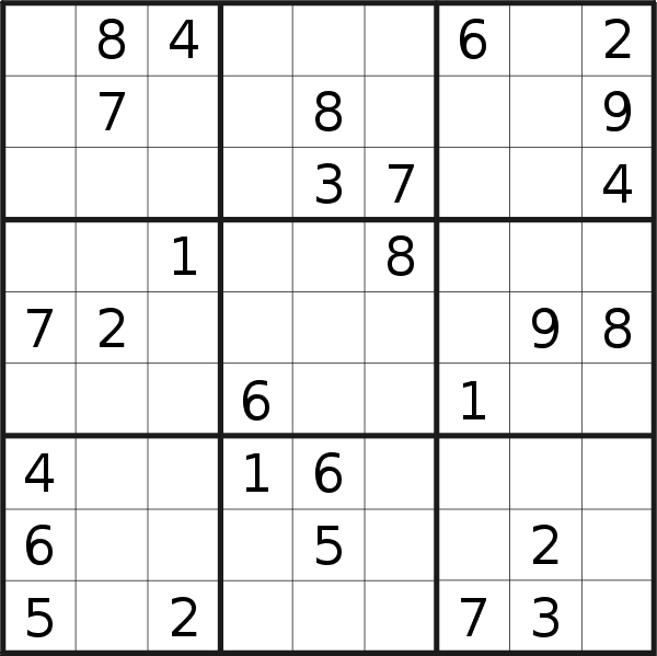 Sudoku puzzle for <br />Saturday, 2nd of March 2019